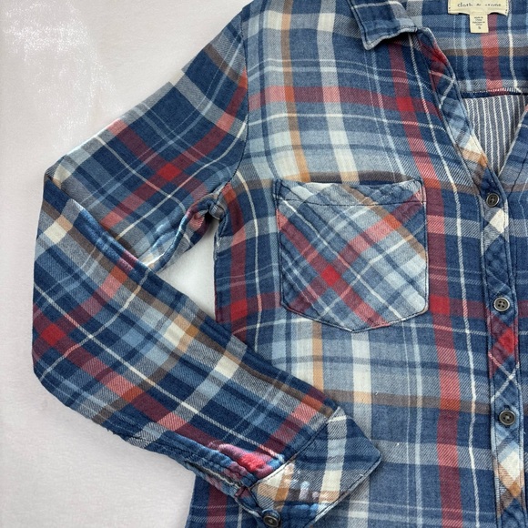 Anthropologie~ Cloth & Stone Women’s Small Soft Long Sleeve Plaid Button Up Top - Picture 2 of 12